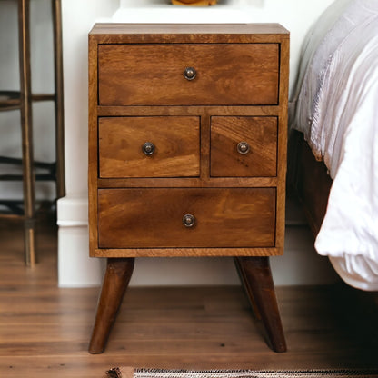 4 Drawer Multi Chestnut Bedside