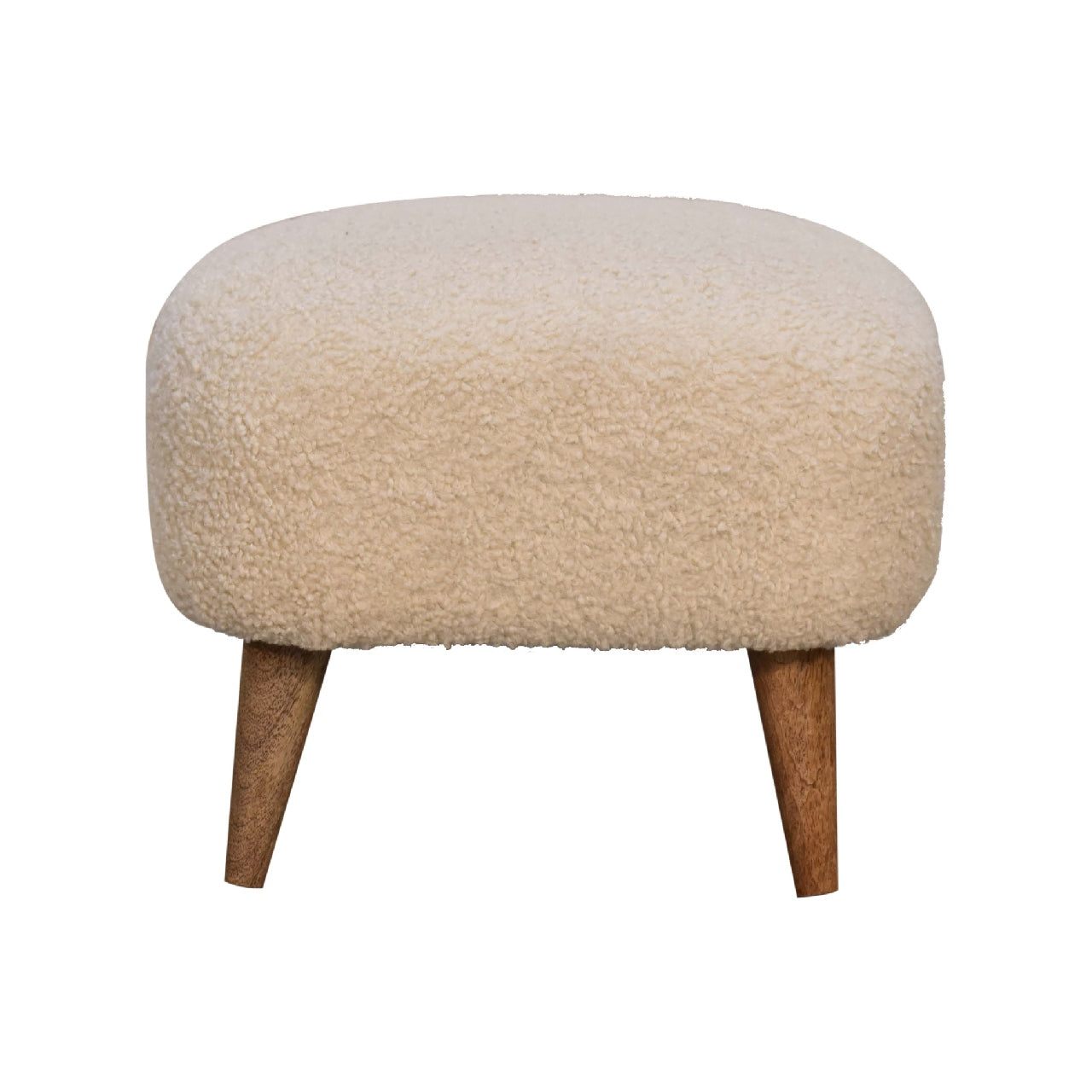 Boucle Cream Square Footstool