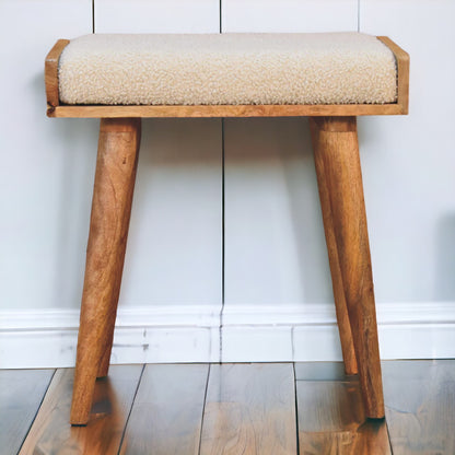 Boucle Cream Tray Style Footstool