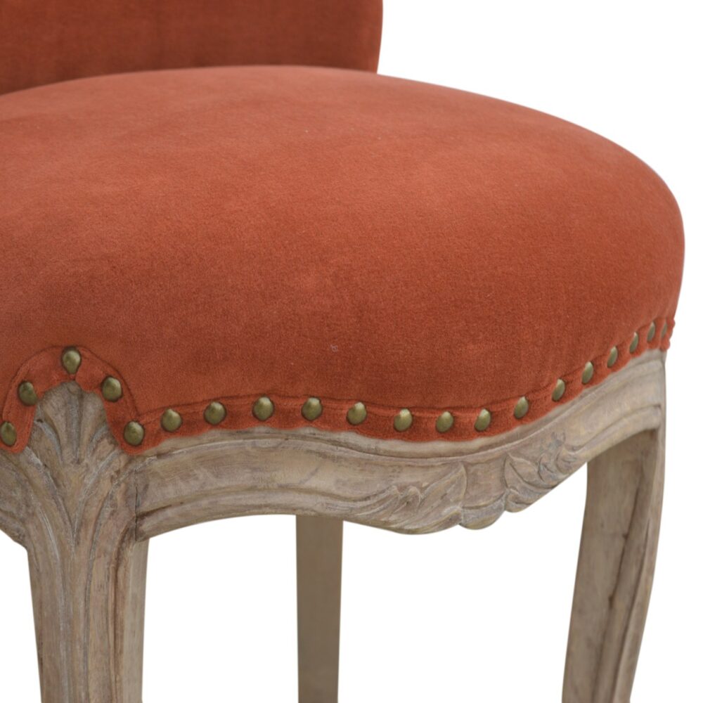 Brick Red Velvet Studded Chair